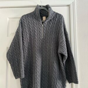 H&M Dark Gray Zip Up Cable Knit Sweater